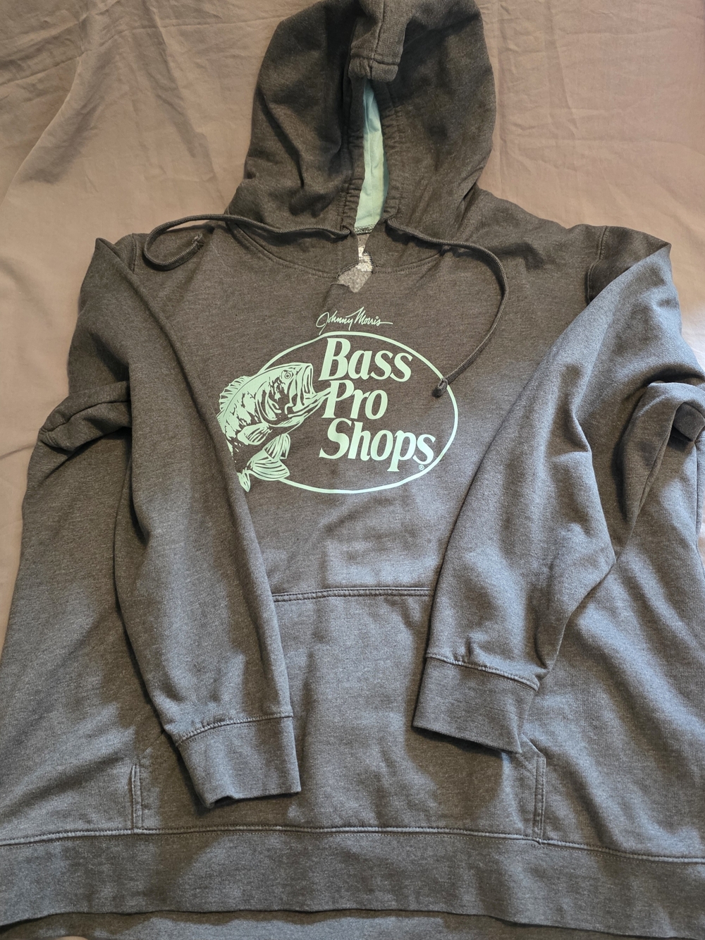 Bass Pro Shops Men's Gray Hoodie with Mint Logo Pullover